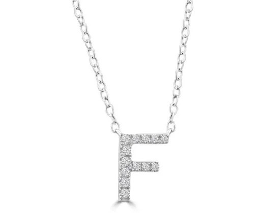9K WHITE GOLD 'F' 0.06 HI I1 DIAMOND NECKLACE 40+5cm