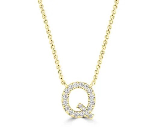 9K YELLOW GOLD 'Q' 0.09 HI I1 DIAMOND NECKLACE 40+5cm