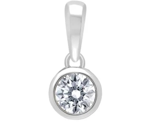 9K WHITE GOLD 0.15ct HI I1 DIAMOND BEZEL PENDANT