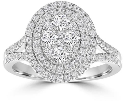 18K WHITE GOLD ROUND 1.00CT HI I1 DIAMOND RI