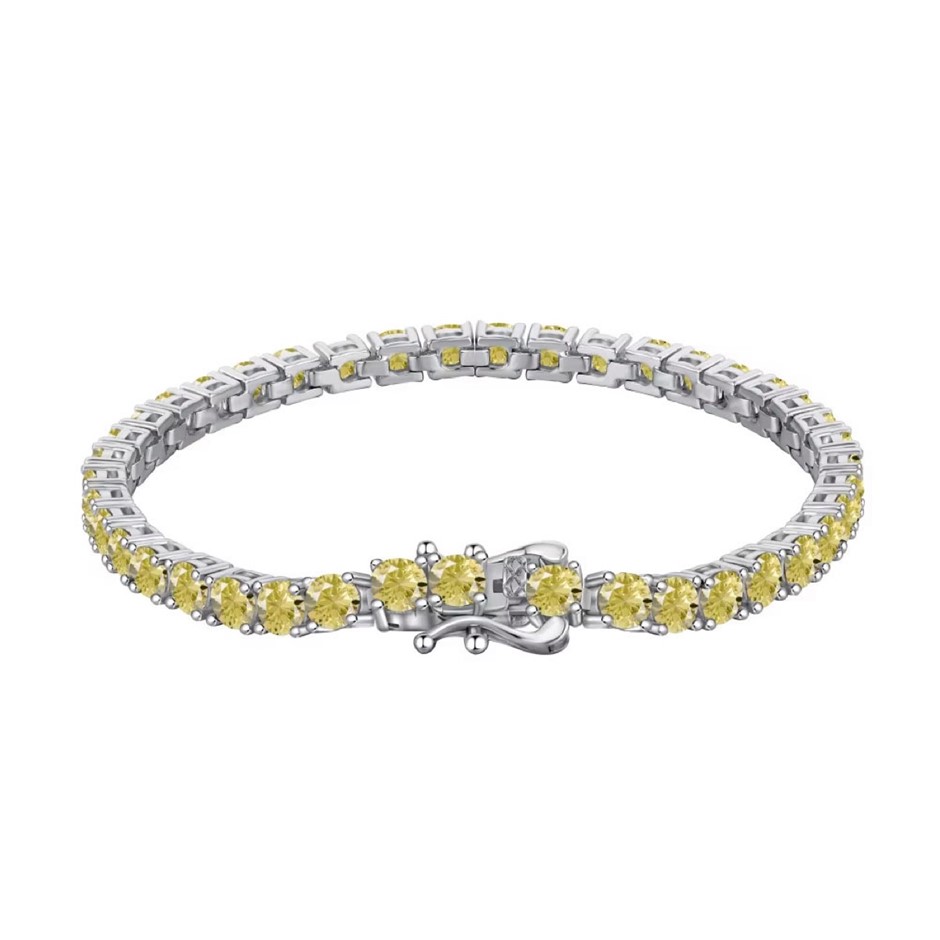 4mm Simulated Diamonds 925 Sterling Silver Tennis Bracelet-18cm