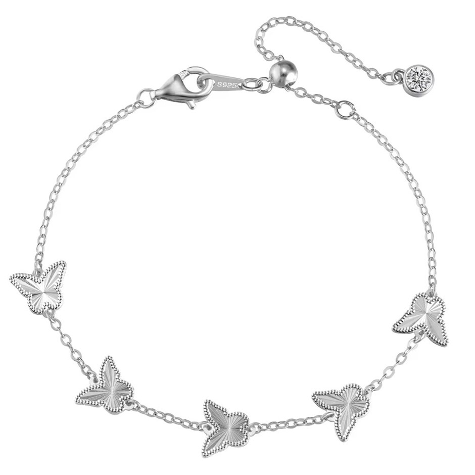 Butterfly with Simulated Diamond 925 Sterling Silver Tennis Bracelet