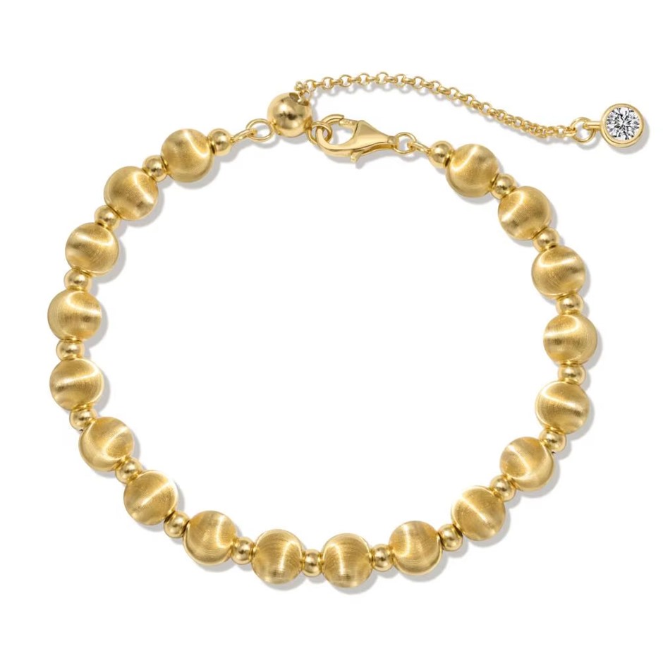 8mm 18K Gold Filled 925 Silver Simulated Diamond & Beads Bracelet