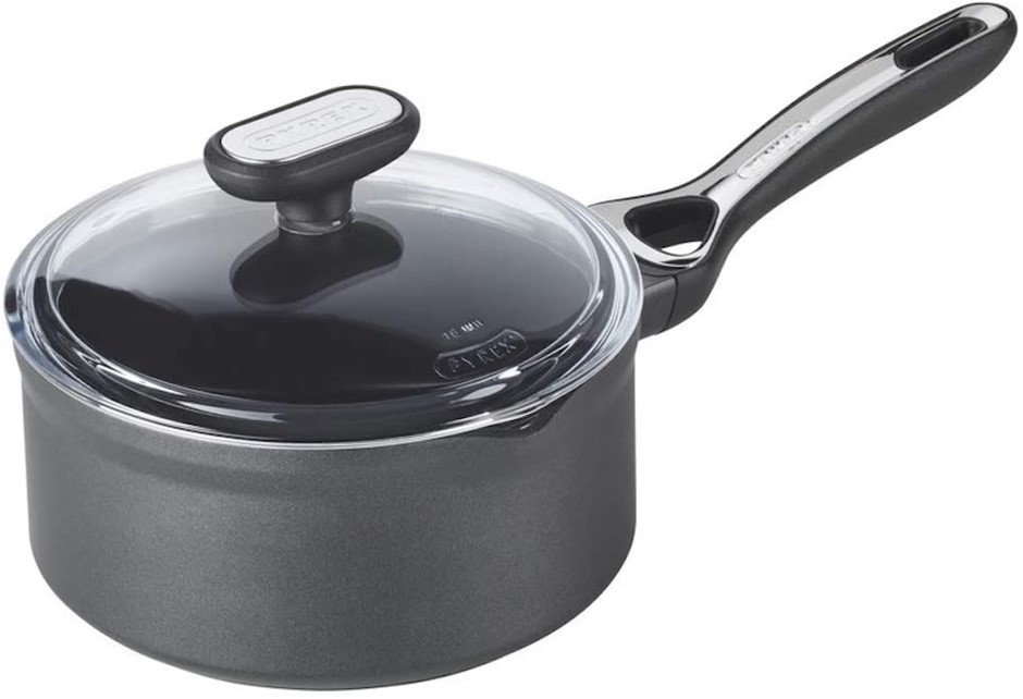 PYREX Non-Stick Saucepan with Glass Lid, 18cm, Black.