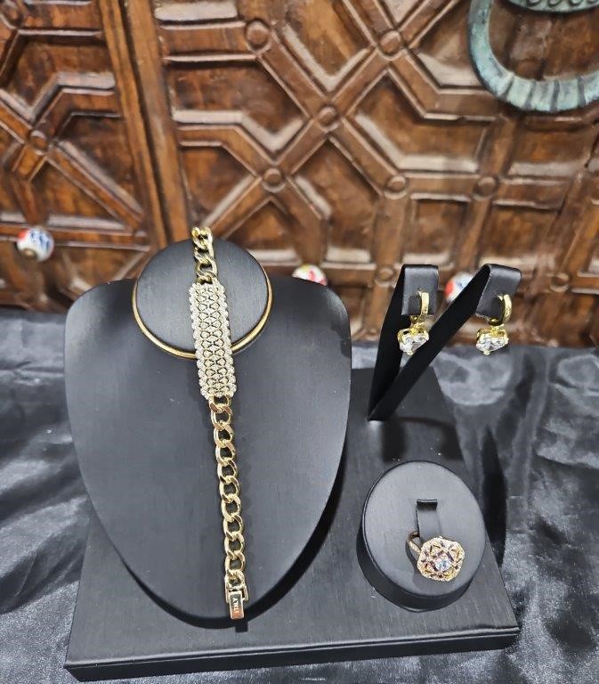 3pcs x 18KGold-filled/Italy Stamped Yellow Gold Filled Bracelet & Ring