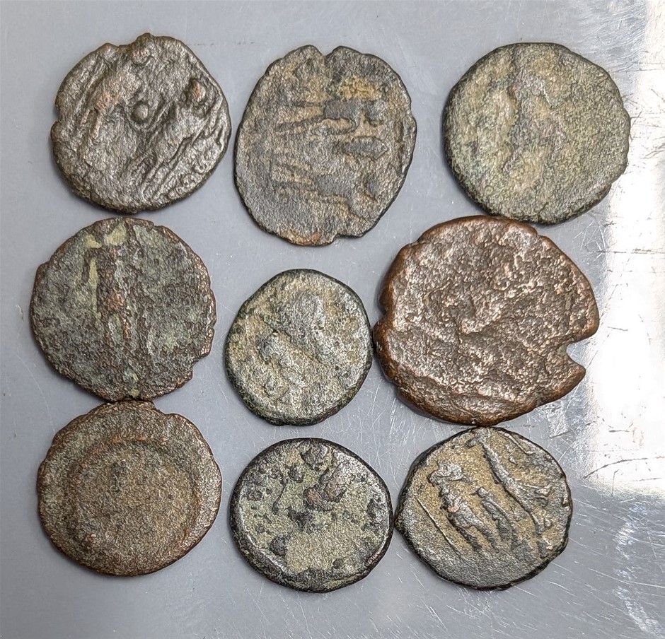 Coin collection of 9 Ancient Rome Roman coins