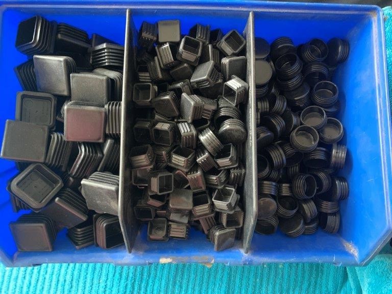 Large Quantity of Round and Square End Caps, Black