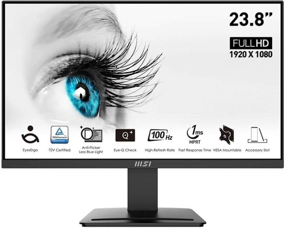 MSI PRO MP2412 23.8" Eye Care Ergonomic Business Computer Monitor, FHD 1920