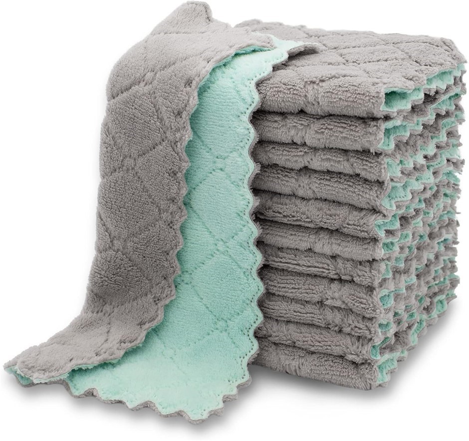 2 x KIMTENY 12pk Premium Dishcloths, Super Absorbent Coral Velvet Dishtowel