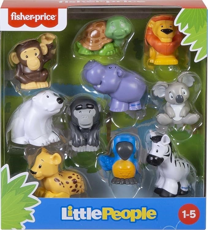 2 X Fisher-Price Little People Animal Figure Set 10 Piece Wild Animal Figur