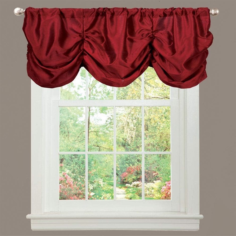 2 X LUSH DECOR Estate Garden Valance, 106.7W x 45.7L cm, Red.