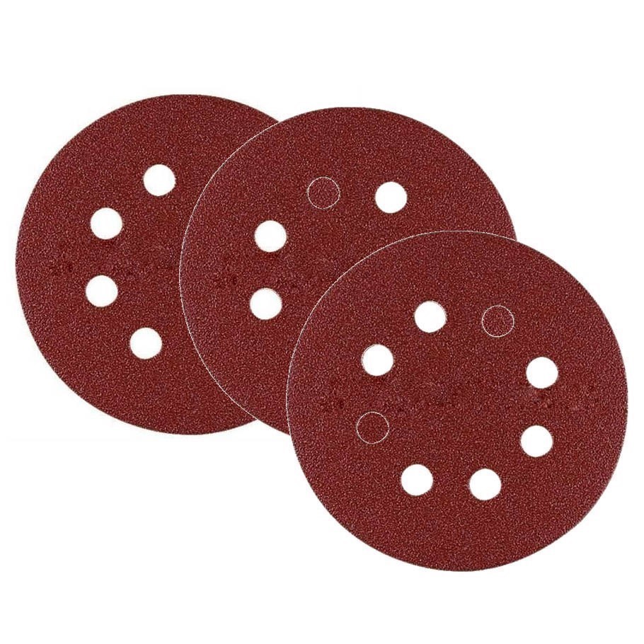 20 Packs of 5 VOREL 125mm Abrasive Discs, Grit P120, Hook & Fastener.