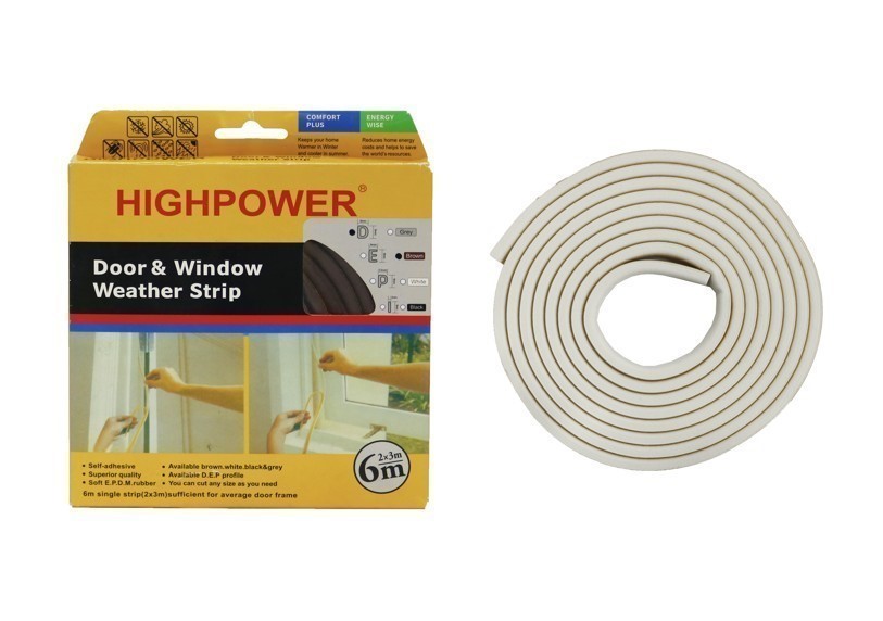 6 Rolls x HIGHPOWER Door and Window Weather Strips, Self Adhesive Soft EPDM