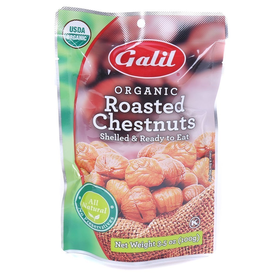 14 x GALIL Organic Roasted Chestnuts (Shelled & Ready To Eat), 100g.
