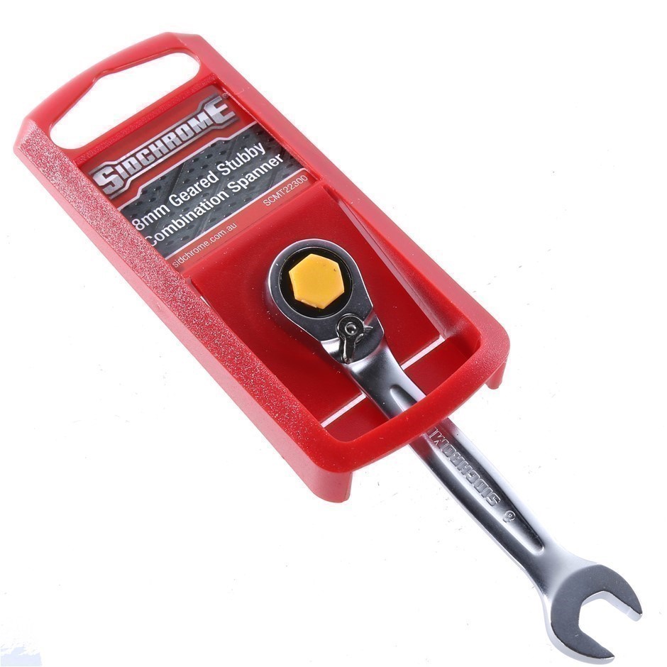 6 x SIDCHROME 8mm Reversible Geared Stubby Combination Spanner.