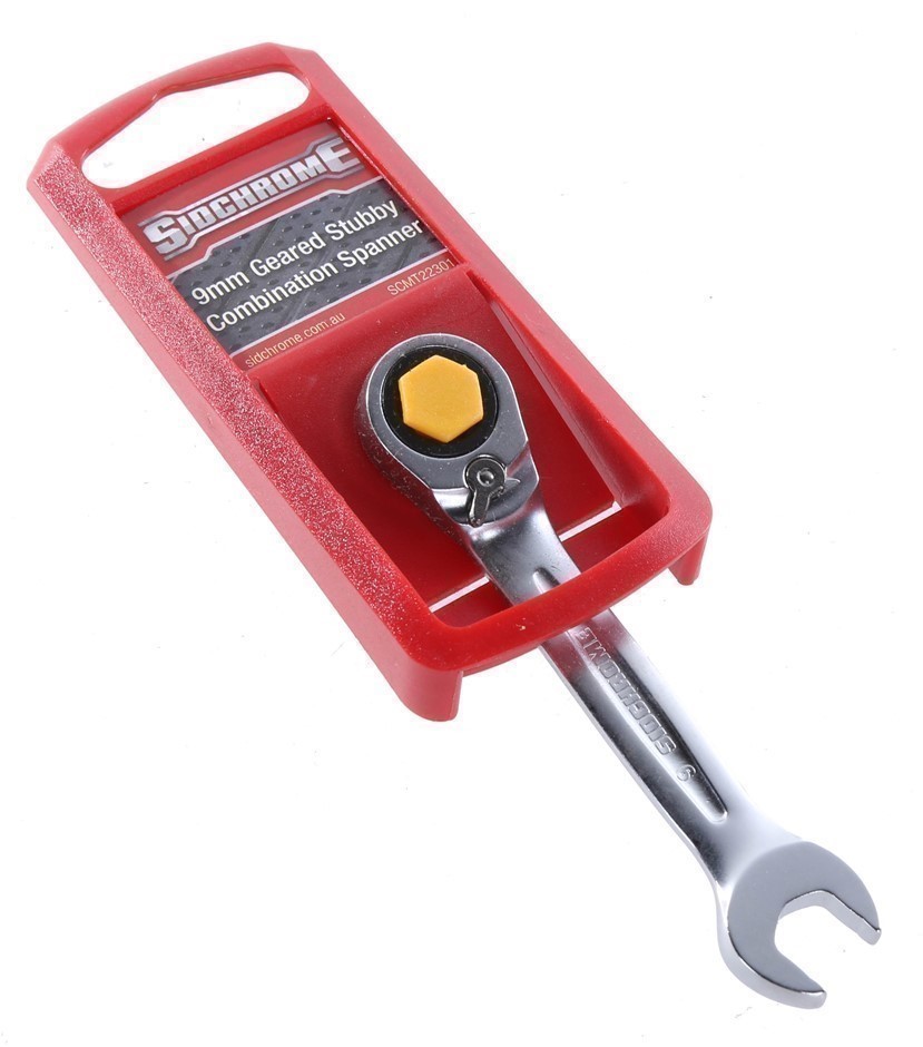 6 x SIDCHROME 9mm Reversible Geared Stubby Combination Spanners.