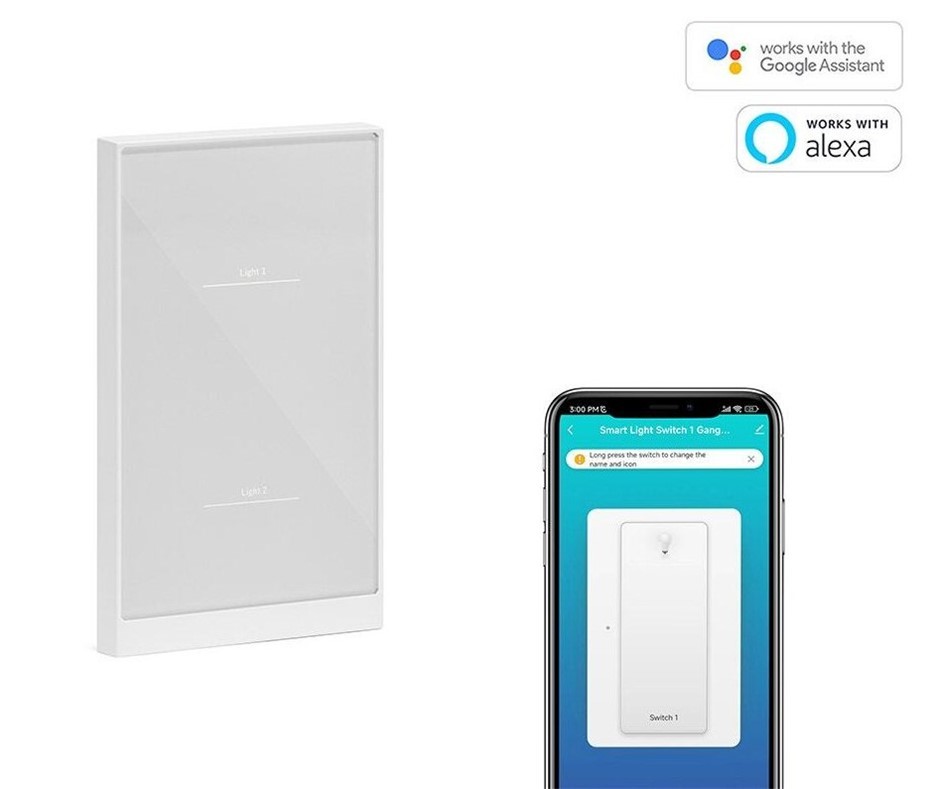 KOGAN SmarterHome™ Smart Touch Double Light Switch (White)