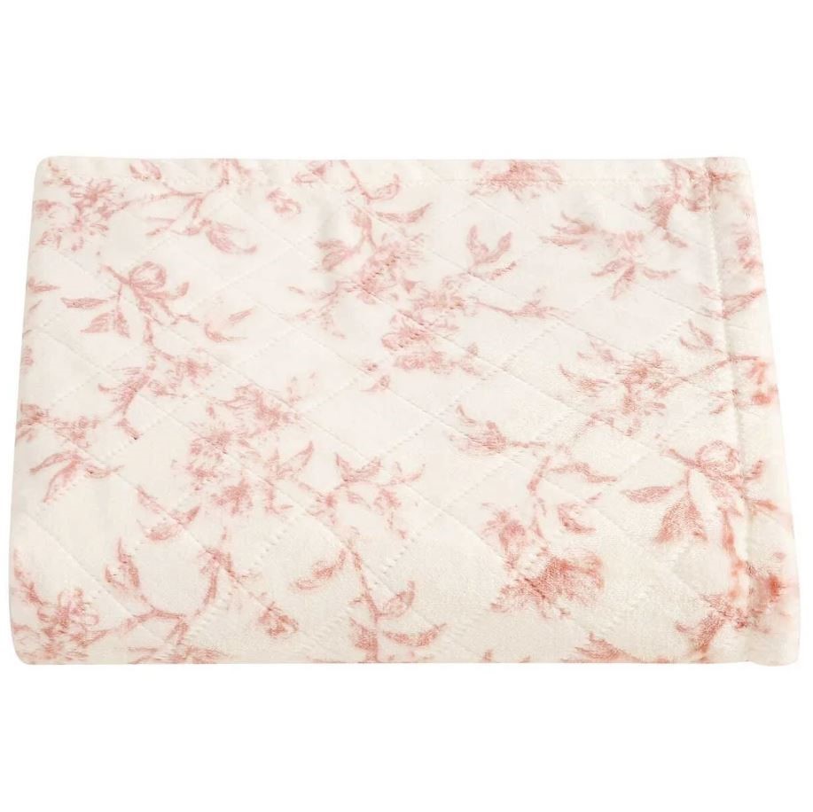 FRAICHE MAISON Velvet Plush Throw, 152cm x 177cm, Elodie Floral.