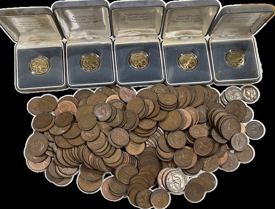 5 x 1984 Australia first $1Proof coins & 1 Kilo of Australia Pre decimal