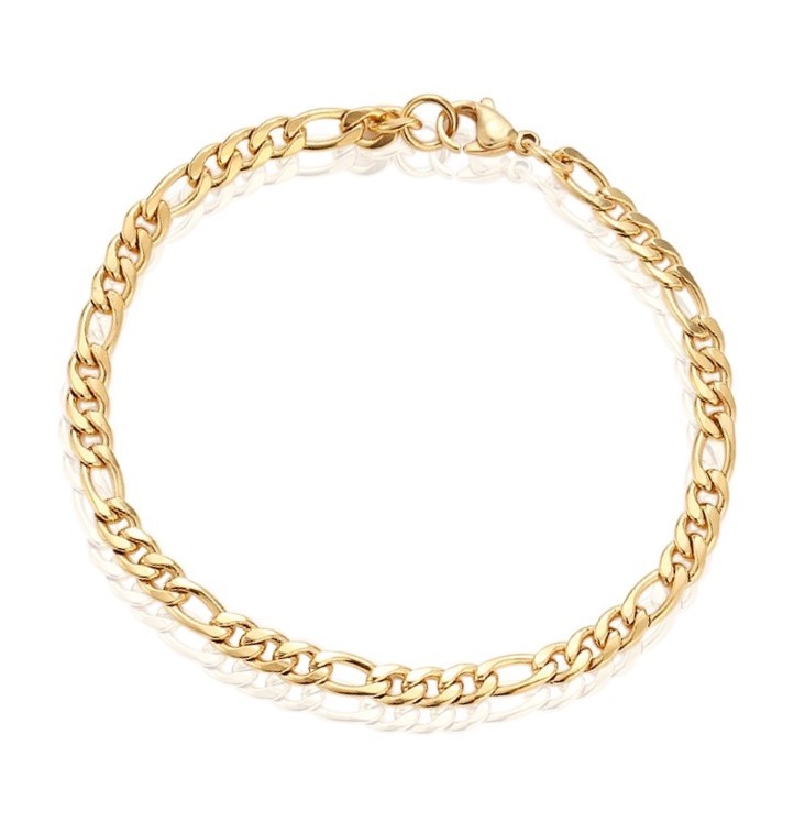 Classic 4.5mm Stainless Steel Figaro Bracelet - 18cm (yellow)
