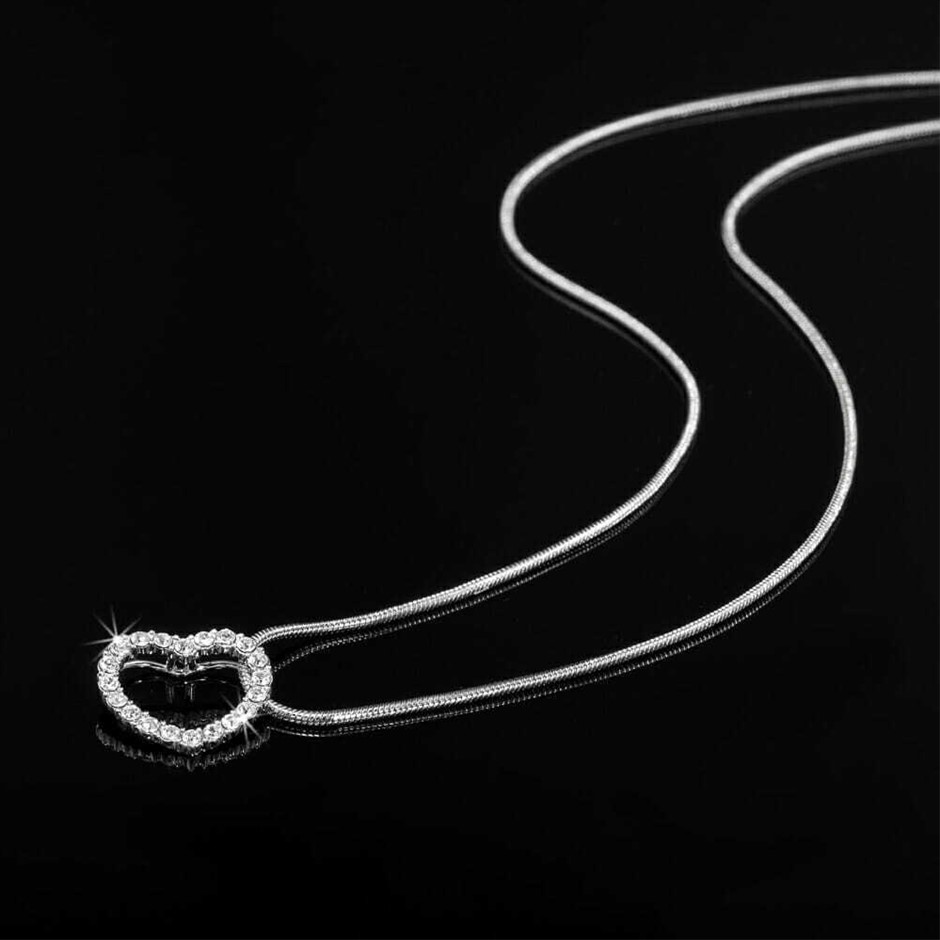 Solid 925 Sterling Silver Heart Pendant Stunning Crystals by Swarovski®