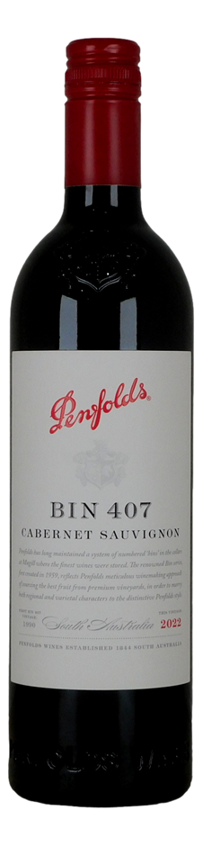 Penfolds `Bin 407` Cabernet Sauvignon 2022 (1 x 750mL) SA.
