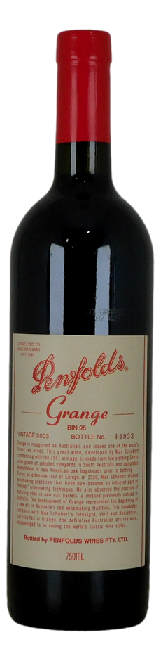 Penfolds Bin 95 Grange 2003 (1x 750mL), SA.