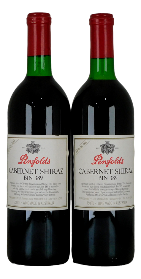 Penfolds `Bin 389` Cabernet Shiraz 1990 (2 x 750mL) SA.