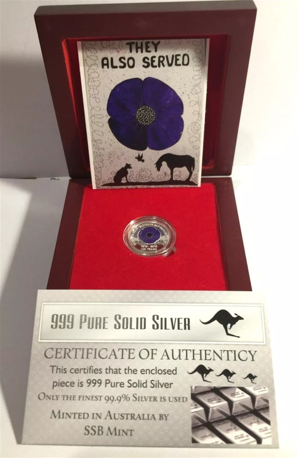 2018 100 Years Armistice Purple Poppy 1/10th OZ (Approx) 999 Pure Silver