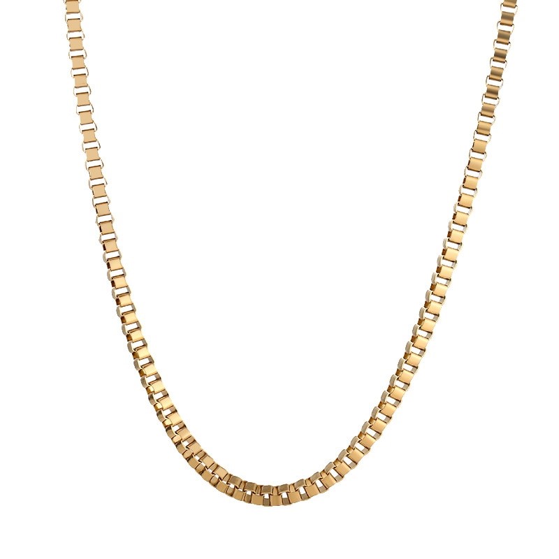 Classic 3mm Wide Stainless Steel Venetian Box Chain Necklace -50cm (Yellow)