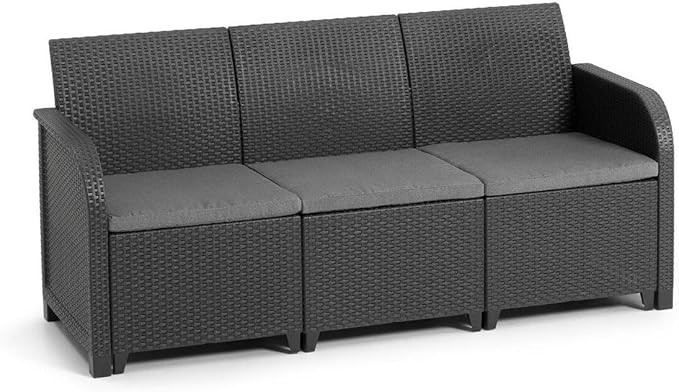 KETER 06 Rosalie 3-Seat Sofa Set, Graphite/Cool Grey.