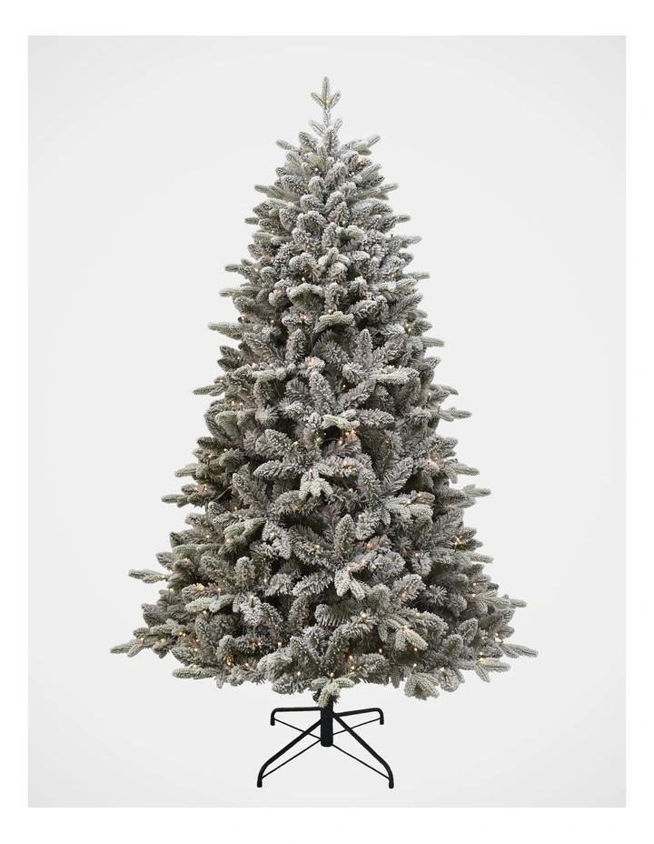 Arrow Pine Flocked 210cm 300L Pre-lit Christmas Tree 1238 tips in Green/Whi