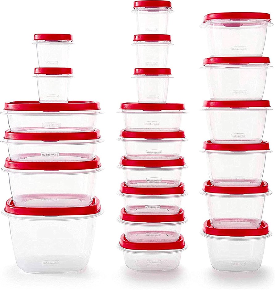 Pack of 21 x RUBBERMAID Food Storage Containers with Lids, Salad Dressing a