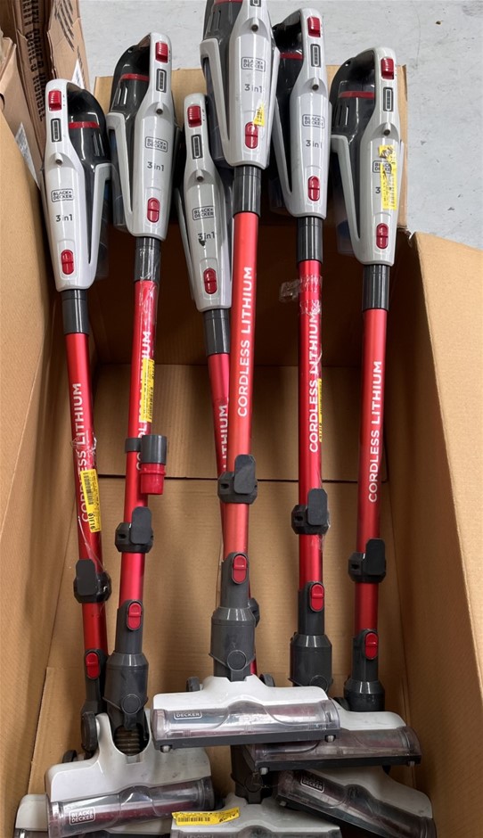6 x BLACK + DECKER 3-in-1 Cordless Stick Vacuum Cleaner Dustbuster, 21.6V,