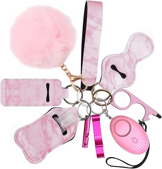 2 x AMIR Safety Keychain Set for Women, 10 Pcs Self Defense Keychain Set wi