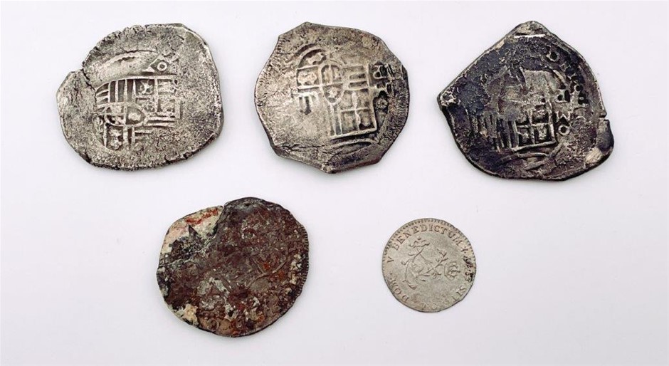5 x World Historical Coins, Mexico, France & others C:1650-1743