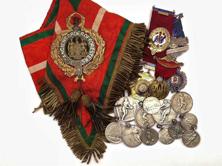 16 x Asstd AU Sporting Medals, Masonic Medals and Masonic Sash