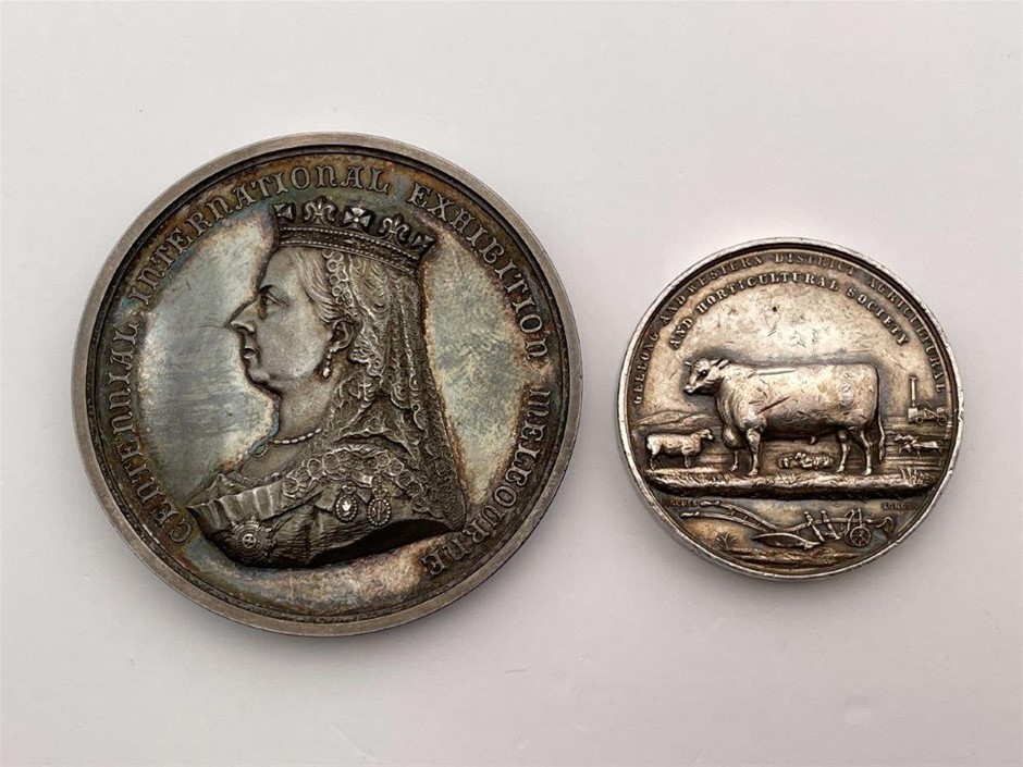 2 x VIC Agricultural Medallions in Silver, C: 1857-1888