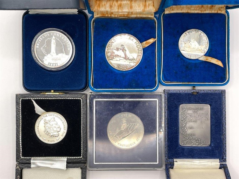 6 x Asstd AU Historical Medals, Syd Opera House & others C:1959-1991
