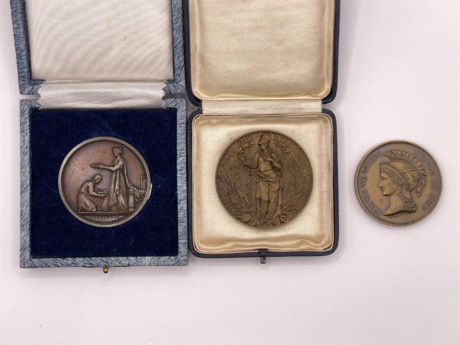 3 x AU Art and Industrial Exhibition Medallions