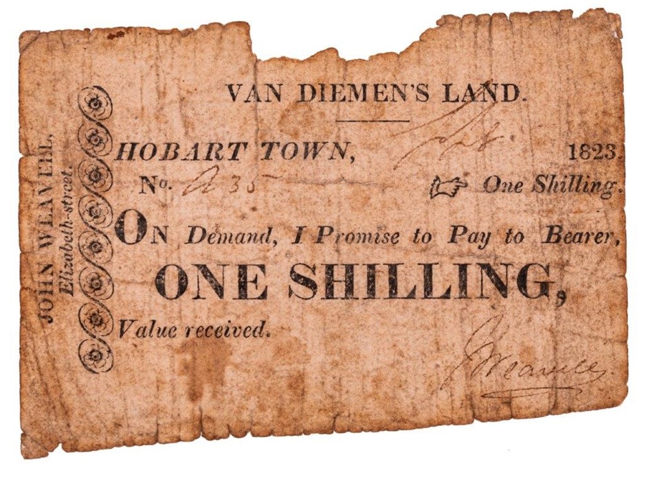 AU 1823 Van Diemen's Land promissory note - One Shilling