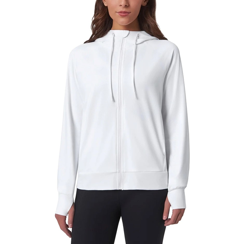 MONDETTA Women's Lightweight Zip Hoodie, Size XL, White.