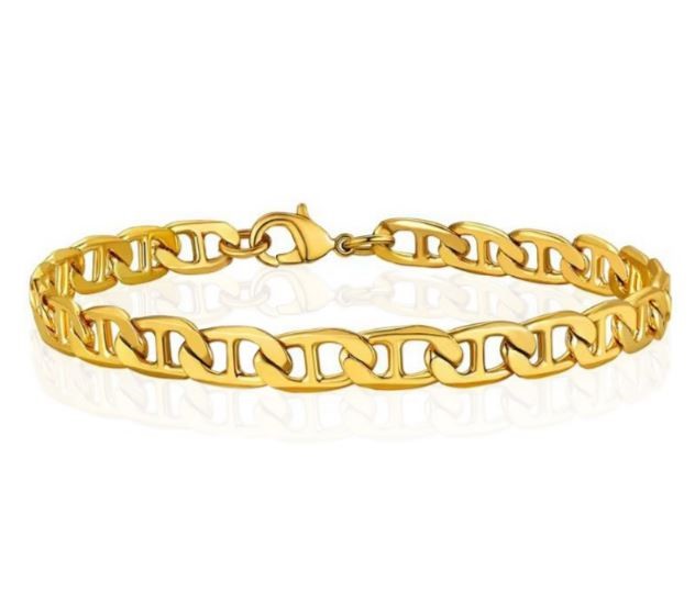 18ct  Yellow Gold Plated Maritime Chain Bracelet - 6.5 inches