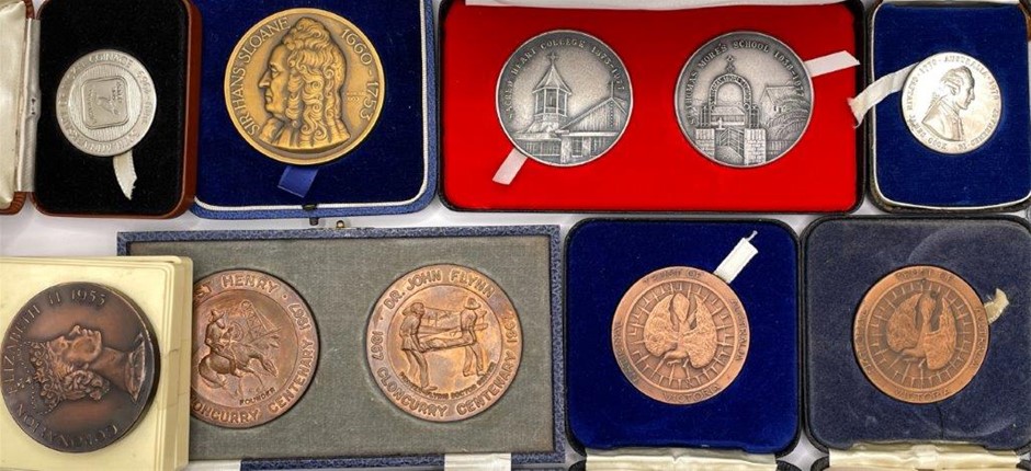 8 x AU and World Historical Commemorative Medallions, C:1867-1969