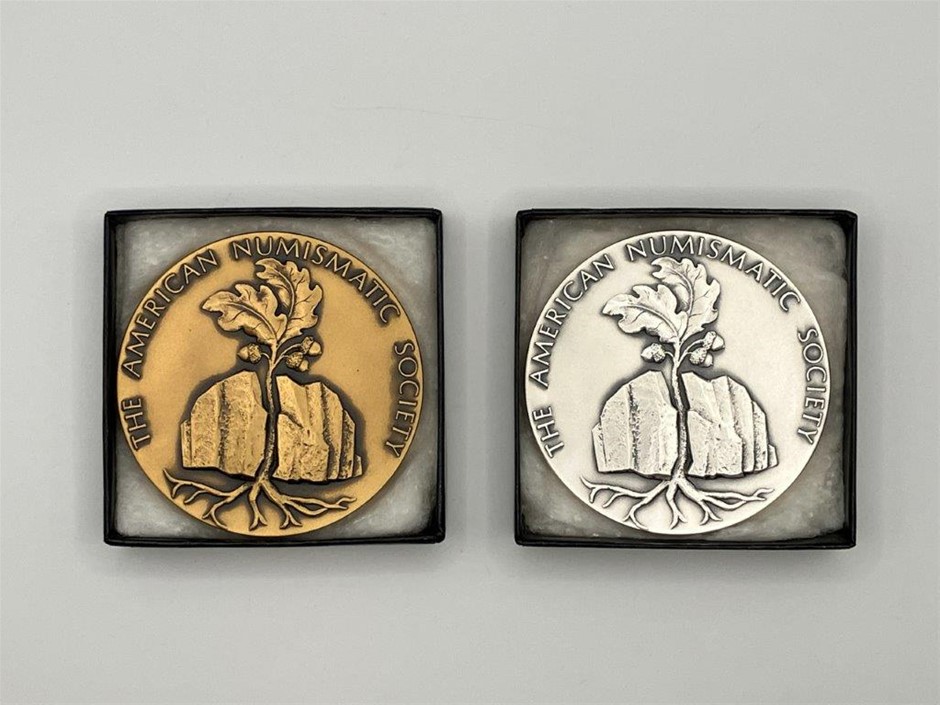 2 x American Numismatic Society Member's Medals