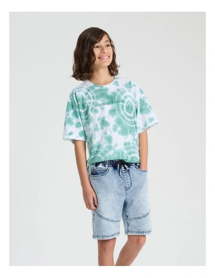 BAUHAUS Boys' Pull On Knit Denim Short, Size 12, Denim/Light Wash. RRP: $44