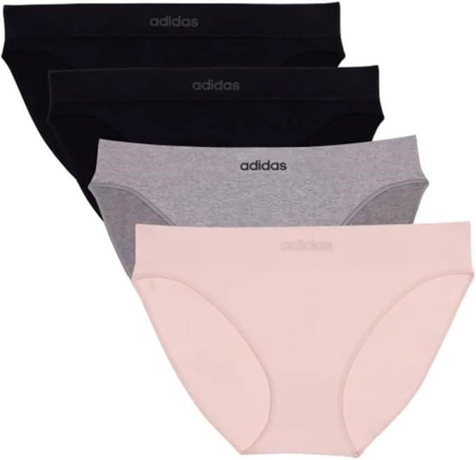 ADIDAS Women's Seamless Bikini, 4-Pack, Multi, Small - Black Pack.