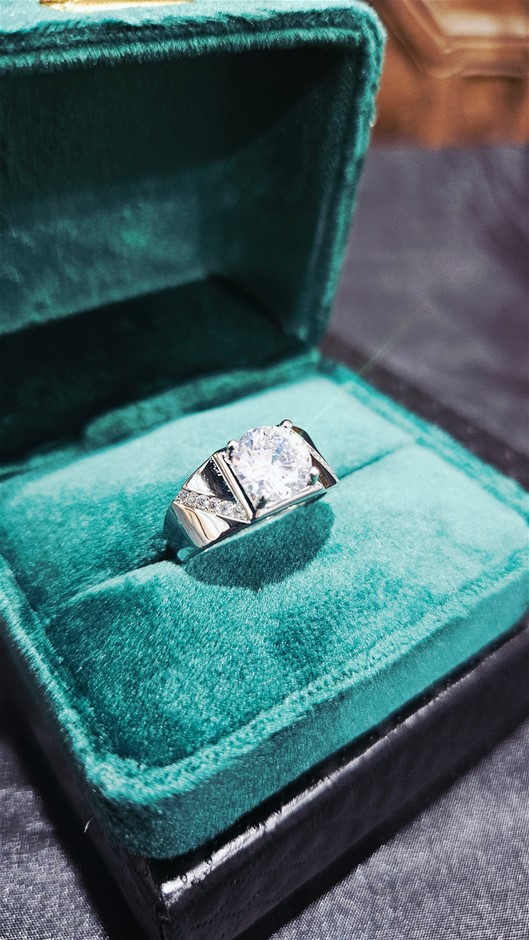 2.0ct GRA Moissanite White Brilliant Cut Ring