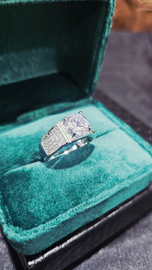 2.0ct GRA Moissanite White Brilliant Cut Ring