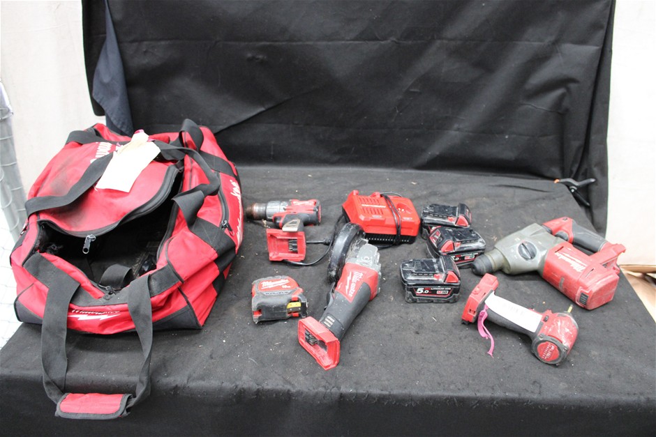 Assorted Milwaukee Power Tools with Bag